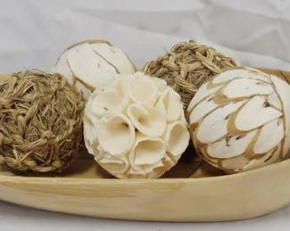 9 - Decorative Wooden Bowl w/ Balls 5x15x8
