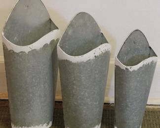 159 - Galvanized Set of 3 Metal Wall Pockets 18x10x5
