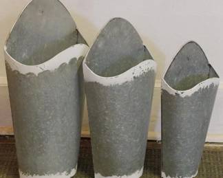 161 - Galvanized Set of 3 Metal Wall Pockets 18x10x5
