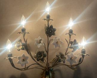 2 brass and porcelain wall sconces 
Hard wired. $200 for the pair