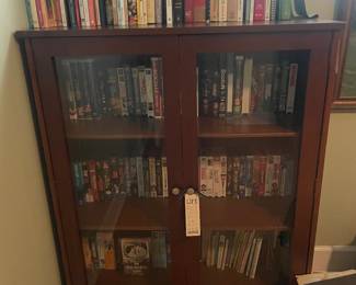 Books $1 each 
Pair of vintage cabinets , glass doors. $150 each cabinet 