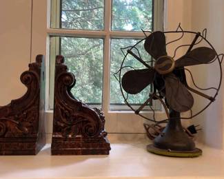 Antique Westinghouse Fan Antique Wooden Bookends 