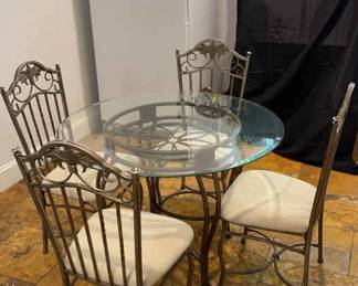 Glass Top Solid Metal Kitchen Dining Set