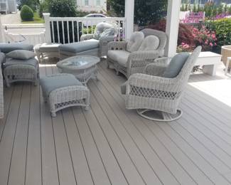 All-weather wicker porch furniture; extensive amount of Trex decking