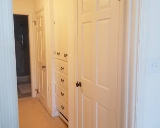 Solid wood interior doors and built-in closet cabinetry
