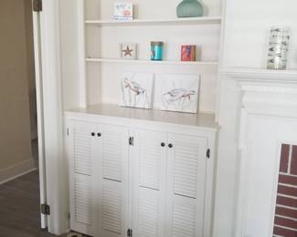 Built-in cabinetry; decorative items