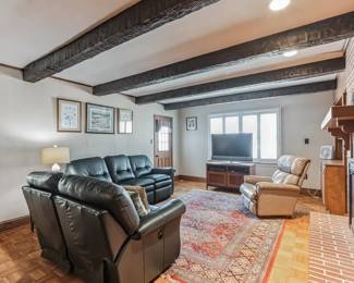 Handsome leather den furnishings