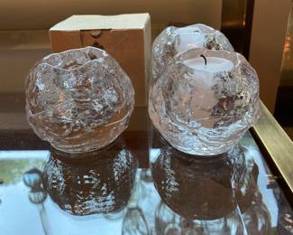 Kosta Boda Glass Snowball Candle Holders