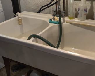 Crane porcelain double sink