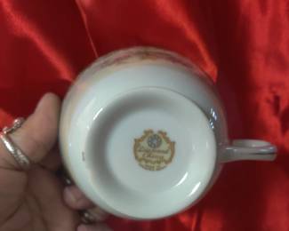 Vintage Set of 5 cups, saucers, and plates, made after Japans WWII surrender in 1945-1952 with a teapot and tablecloth napkins perfect for teatime