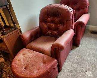 pair leather chairs, need reconditioning, but worth the effort