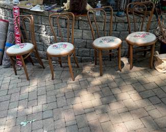 SET OF EMBROIDERED ICE CREAM CHAIRS - THONET?