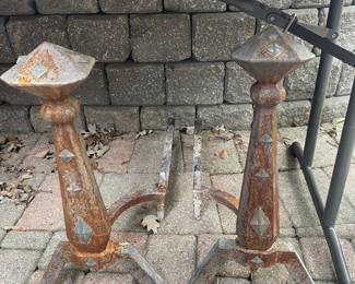 TALL HEAVY END IRONS ARTS AND CRAFTS