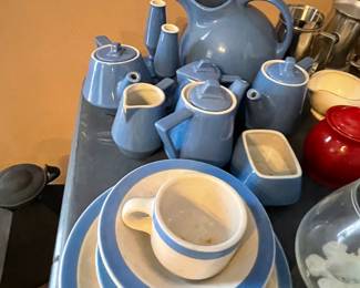 Homer Laughlin Amtrak & Hall one person teapot sets with cream and sugar