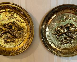 Equestrian fox hunt brass wall plates