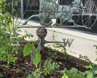 OLD & RARE! - COPPER & BRASS "HORSE AND SULKY" WEATHERVANE - GREAT PATINA!
