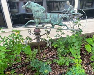 Wonderful vintage horse & sulky weathervane!