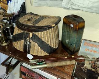 Vintage creel and break-down rod