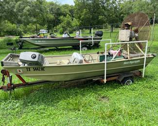 ALUMINUM BOAT & TRAILER w/ FAN MOTOR