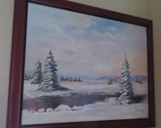 Winter landscape painting
