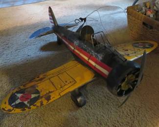 Ceiling hanger vintage pressed steel airplane