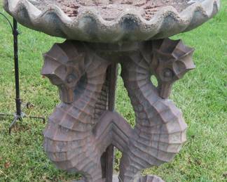 Seahorse bird bath