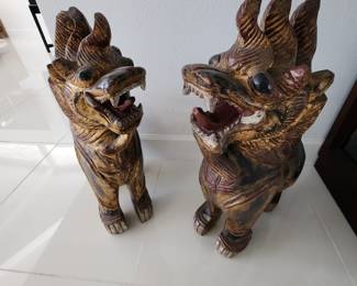 Pair vintage Burmese Foo Dogs