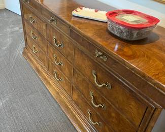 Henredon Charles X bedroom dressers, nightstands. gorgeous burl wood. One 9-drawer dresser, one 6-drawer dresser