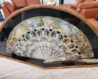 Beautiful 19th century french fan with story on back of case