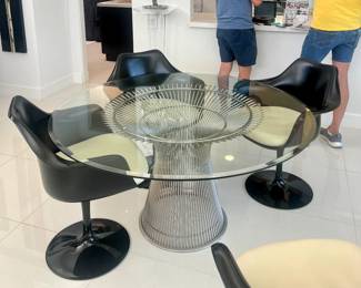 We have 4 Saarinen tulip chair knockoffs in great shape. Marked. Original Platner table 54" diameter. Chairs asking $1000 for 4; Platner table asking $3,000