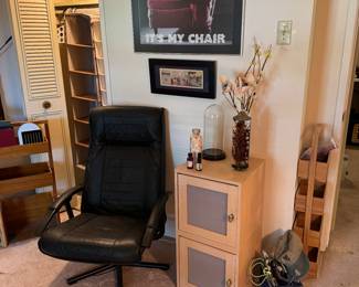 Comfy leather chair and more organization options