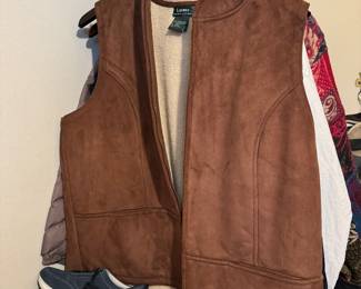 Ralph Lauren hooded suede vest, in perfect unworn condition.  Almost all the clothes in this sale are name brands!