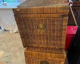 70’s/80’s wicker and brass storage crates