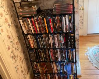 Over 700 DVDs and Blu Rays, VHS, and CDs.  All like new and in excellent condition.  Lots of Box Sets.  Game of Thrones, Scandal, James Bond, and many popular films and documentaries.