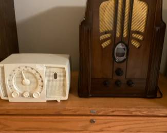 Antique Radios.  Just 2 of many.  Tubes and other accessories are being sold in the auction.  This estate sale is heaven for amateur and professional radio collectors. Many working radios.