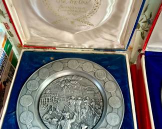 Bicentennial Commemorative # 1 Declaration of Independence.  Pewter Plates.  A total of 6.
