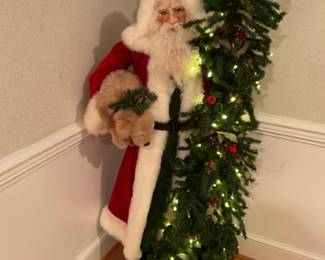 60" Father Christmas.  Rare and beautifully designed with stuffed dog in arm.  Lights.