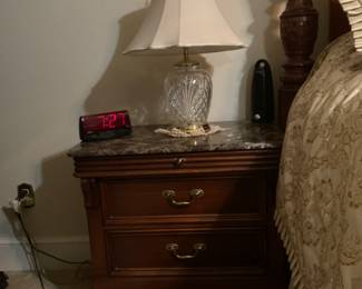 Lexington "Nautica" Night stand (pull out tray) with marble top.  Waterford Lamp (1 of 3).