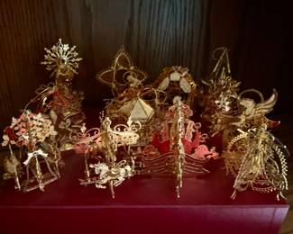 The Danbury Mint Gold Christmas Ornaments.  2 Boxed sets of 12.