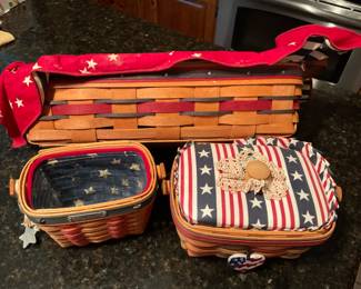 Large Assortment of Longaberger Baskets as well as other baskets.