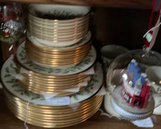 Lenox Christmas dinnerware.  Service for 8.  Also have many Lenox serving pieces and glassware.