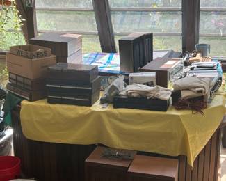 Numerous audio equipment located in sun room