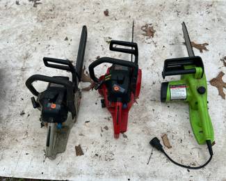 2 gas and 2 electric chain saws - sold separately