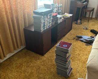 Many recorded reel to reel tapes plus many cassette tapes and dvd tapes all with artists from the 60’s and 70’s