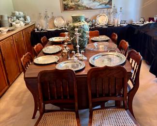 Dining Room Table with Drop Leaves, 10 Chairs, Candelabra,  and more...