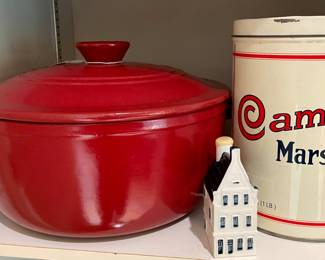 Emile Henry Casserole and Vintage Marshmallow Tin