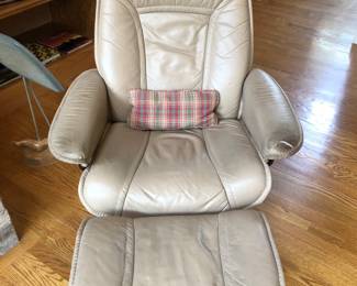 Tan Swivel Chair w/Foot Stool