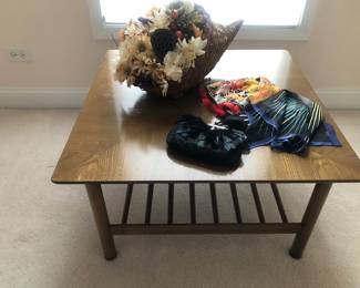Teak Table, Purses, Scarves