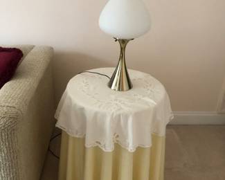 Round Table, Cloth, Lamp