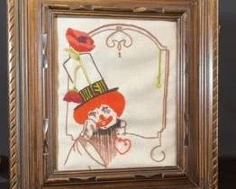 Framed clown needlework